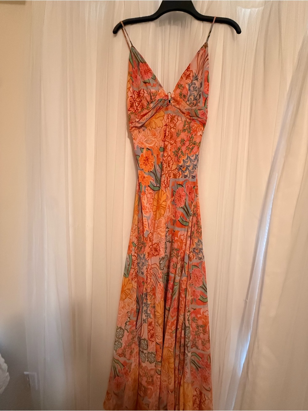 Dress Forum Peach & Orange Floral Twist-Front Maxi Dress - Picture 8 of 8